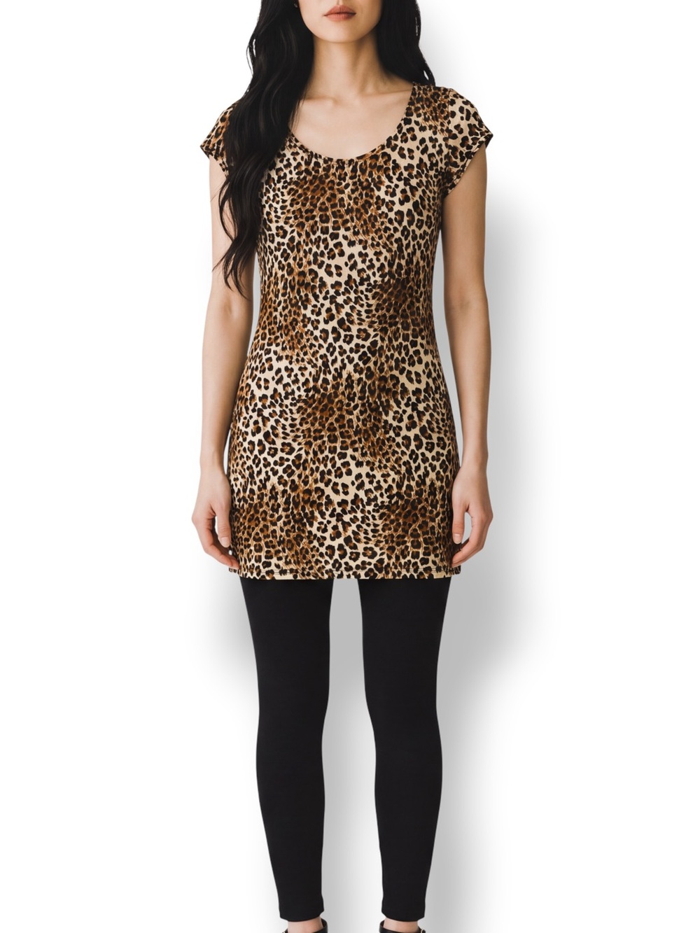 4/$20 Vibe Sportswear XL Leopard Print Bodycon Mini Dress Tunic Keyhole Back